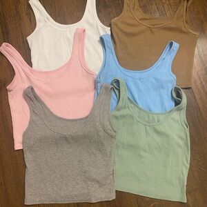 Bundle of 6 Fitted Crop Tank Tops
